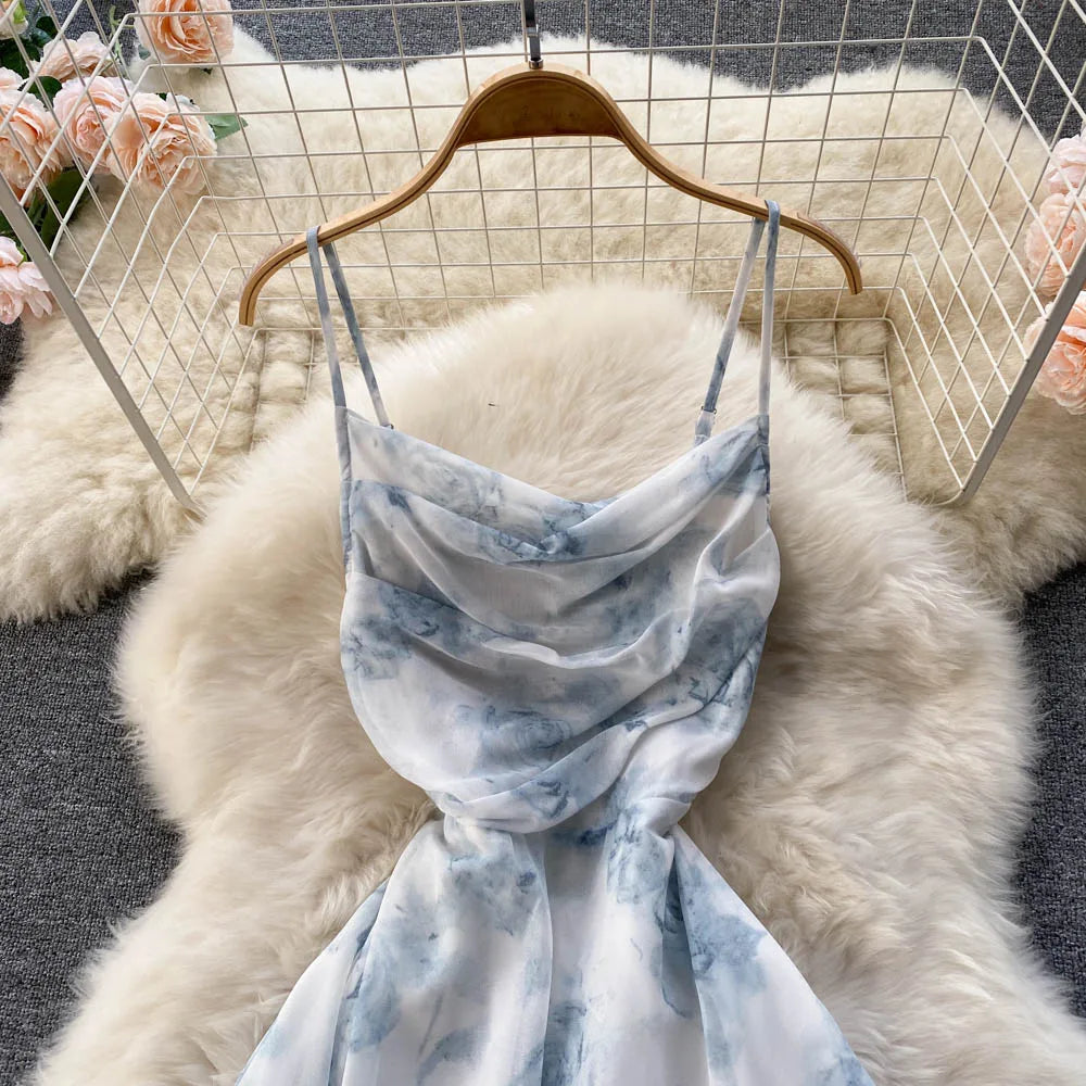 Elegant Floral Chiffon Midi Dress