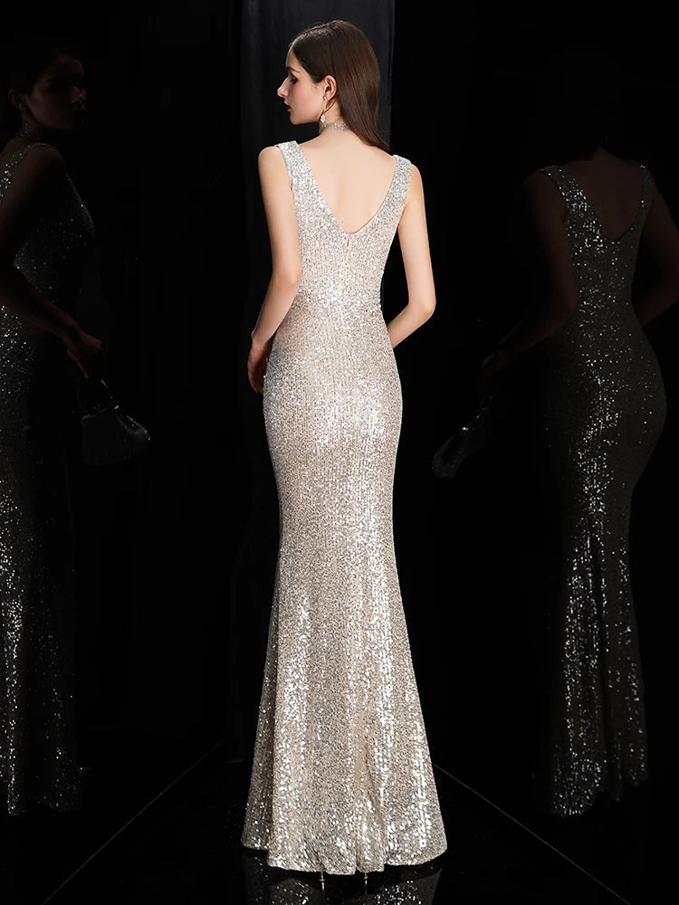 Luxury Sequin Mermaid Evening Gown | Luree Fashions