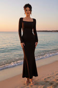 Elegant Square Neck Mermaid Maxi Dress