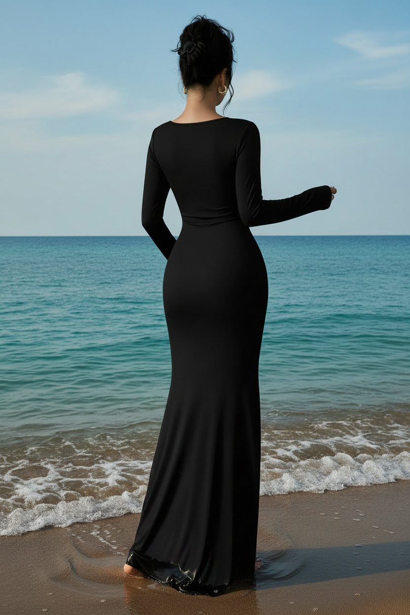 Elegant Square Neck Mermaid Maxi Dress