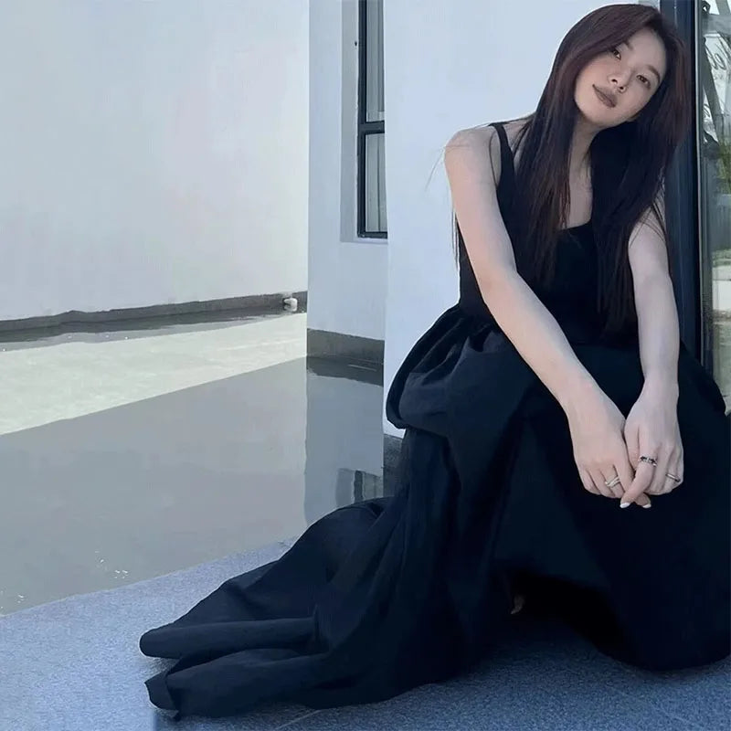 Elegant Korean Style A-Line Maxi Dress for Women