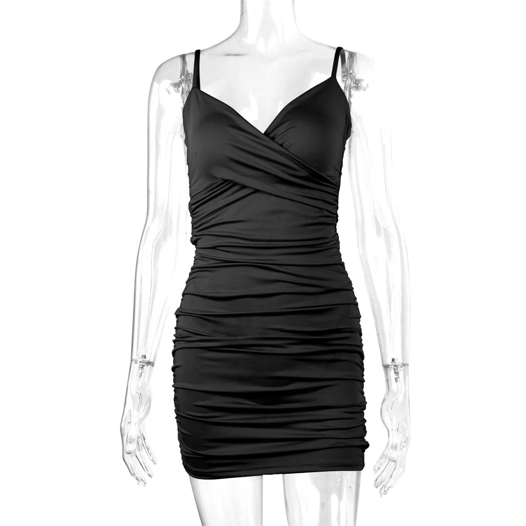 Elegant Ruched Bodycon Mini Dress for Women