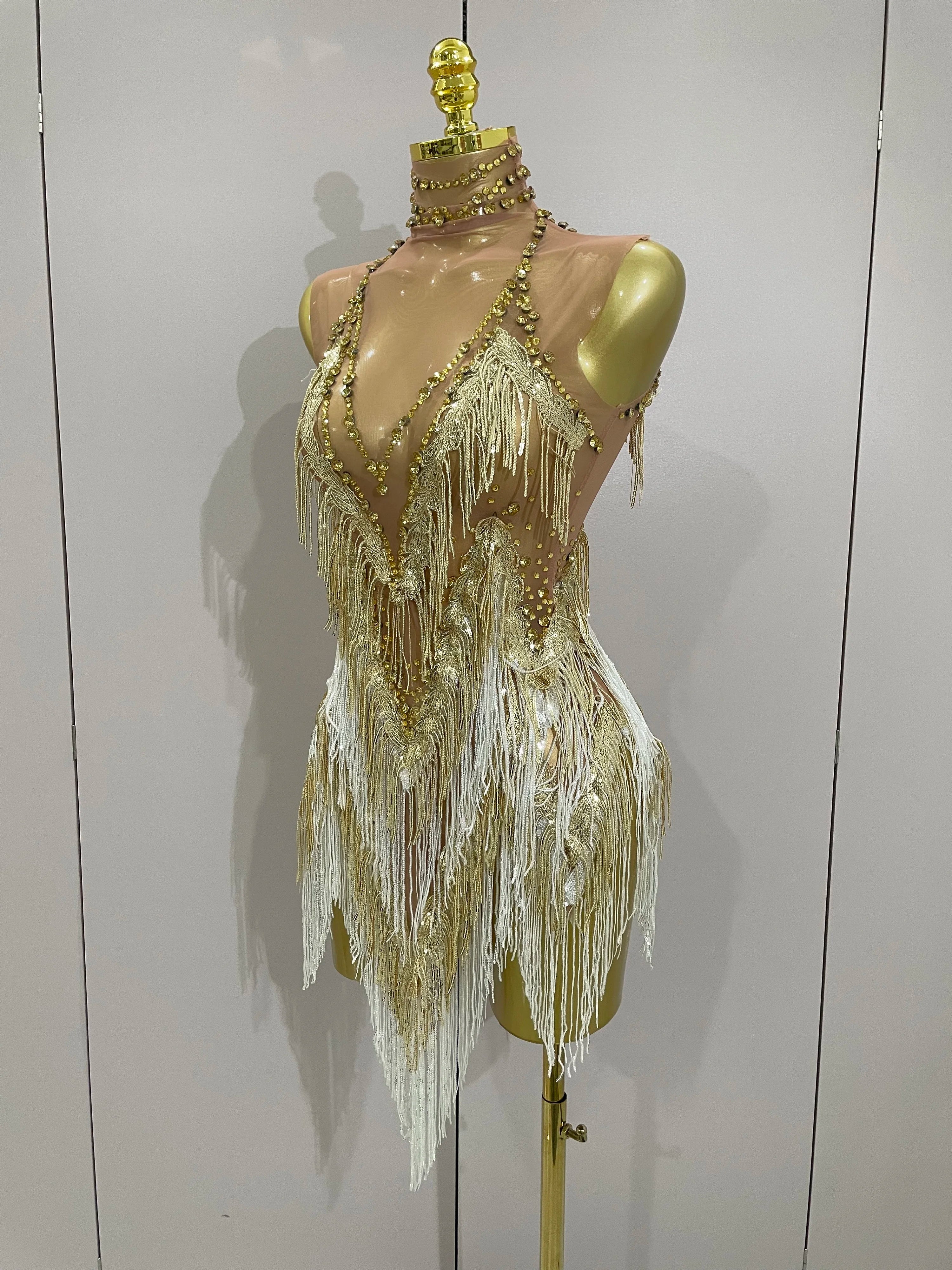✨ Golden Glam Fringe Mini Dress ✨
