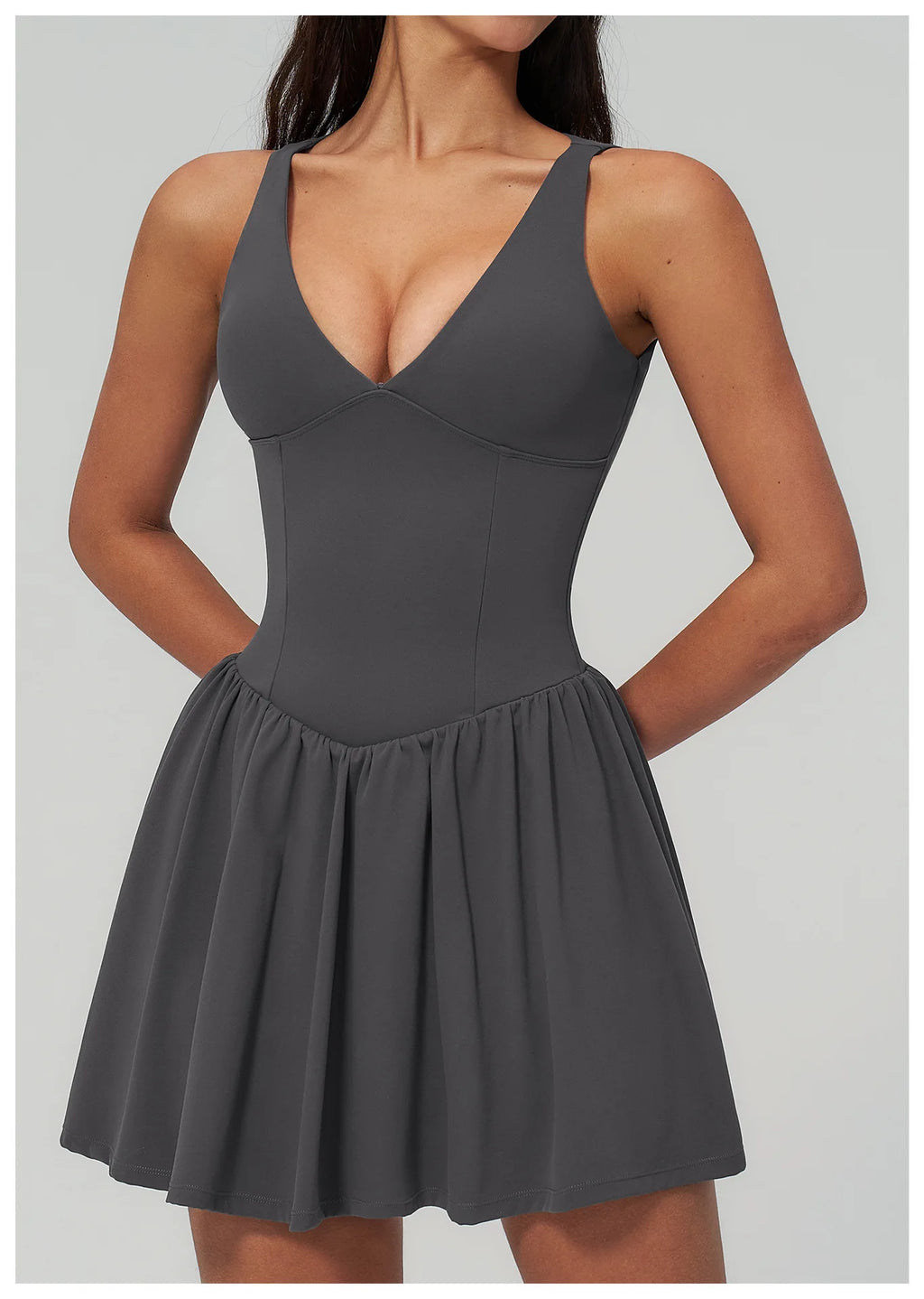 Elegant V-Neck Sleeveless Mini Dress | Luree Fashions