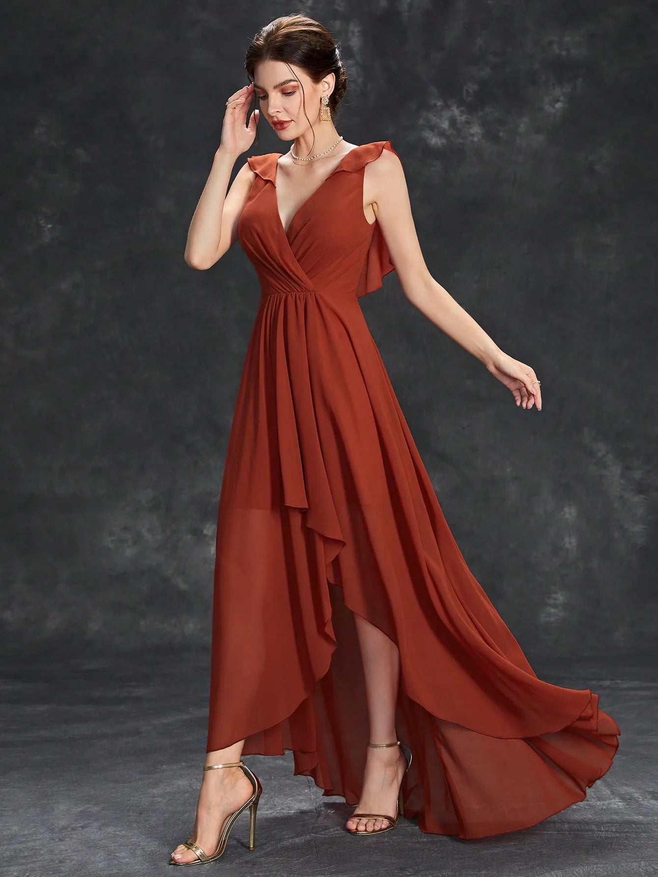 Elegant Chiffon-high-low-maxi-dress