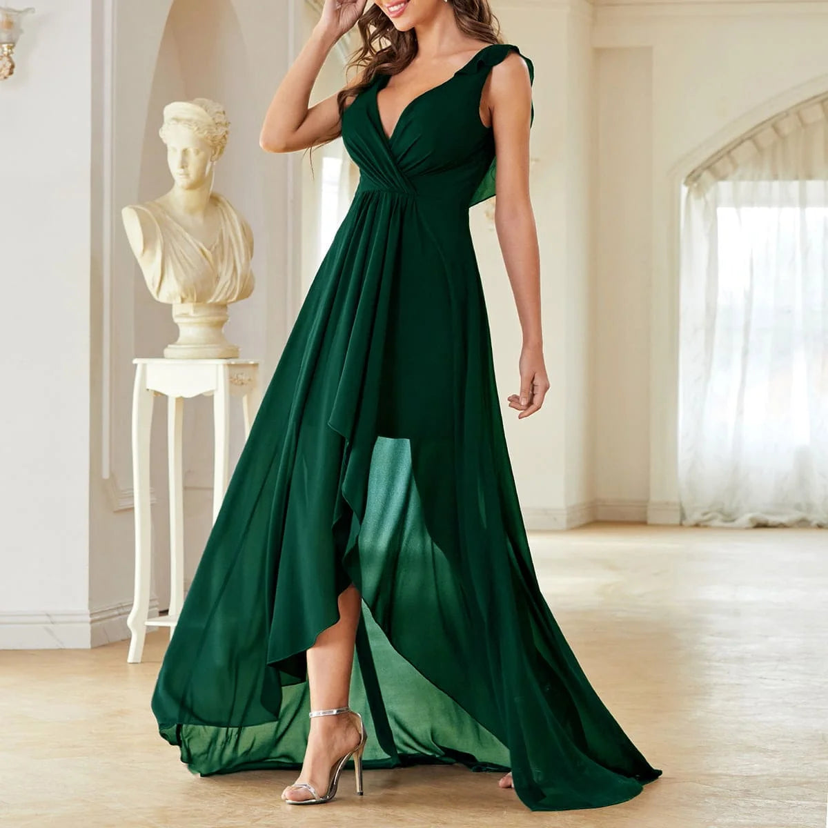 Elegant Chiffon-high-low-maxi-dress