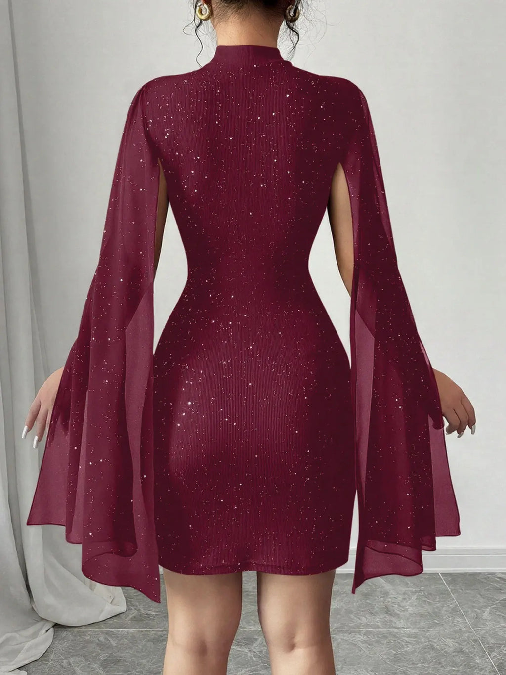 Starlight Cape Sleeve Mini Dress