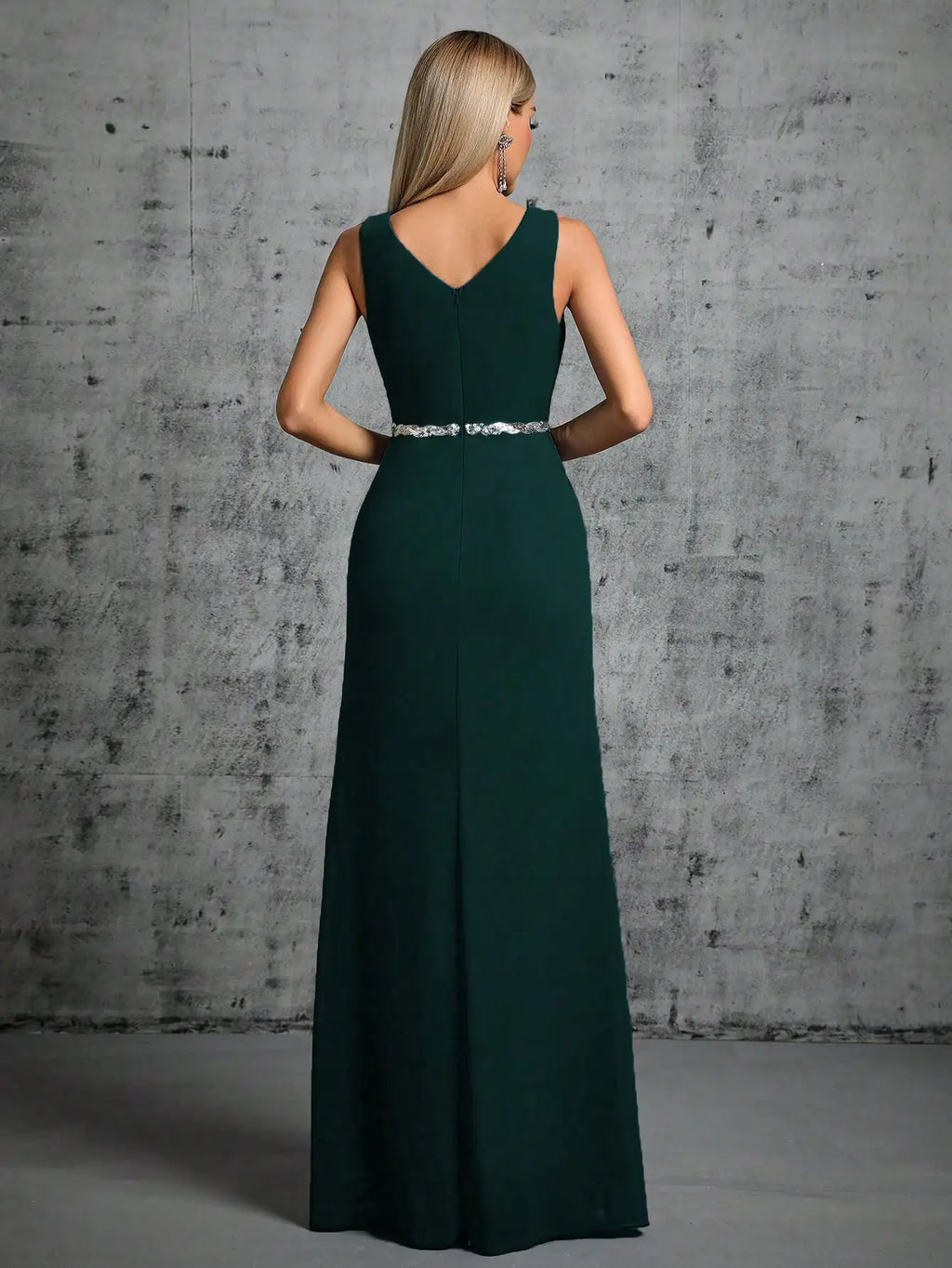 Elegant V-Neck A-Line Evening Maxi Dress for Women