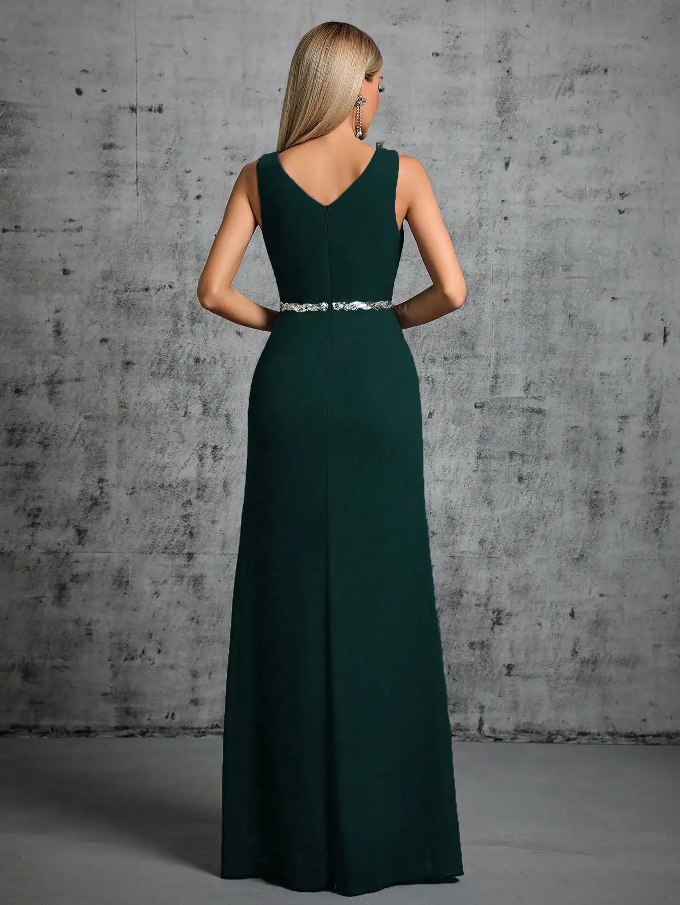Elegant V-Neck A-Line Evening Maxi Dress for Women