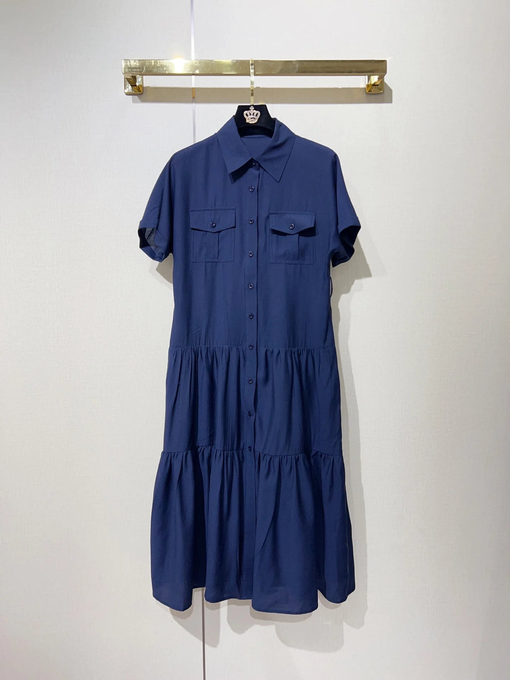 Classic Elegant Midi Dress with Waist Belt