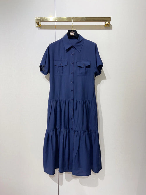 Classic Elegant Midi Dress with Waist Belt