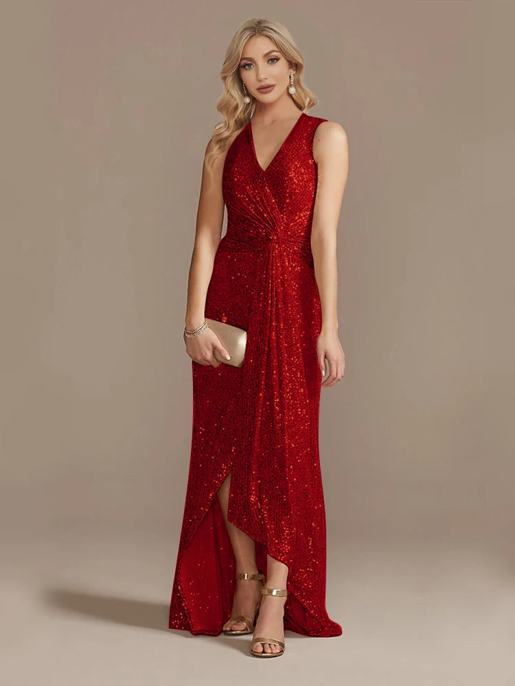Luxury Sequin Sleeveless Evening Gown