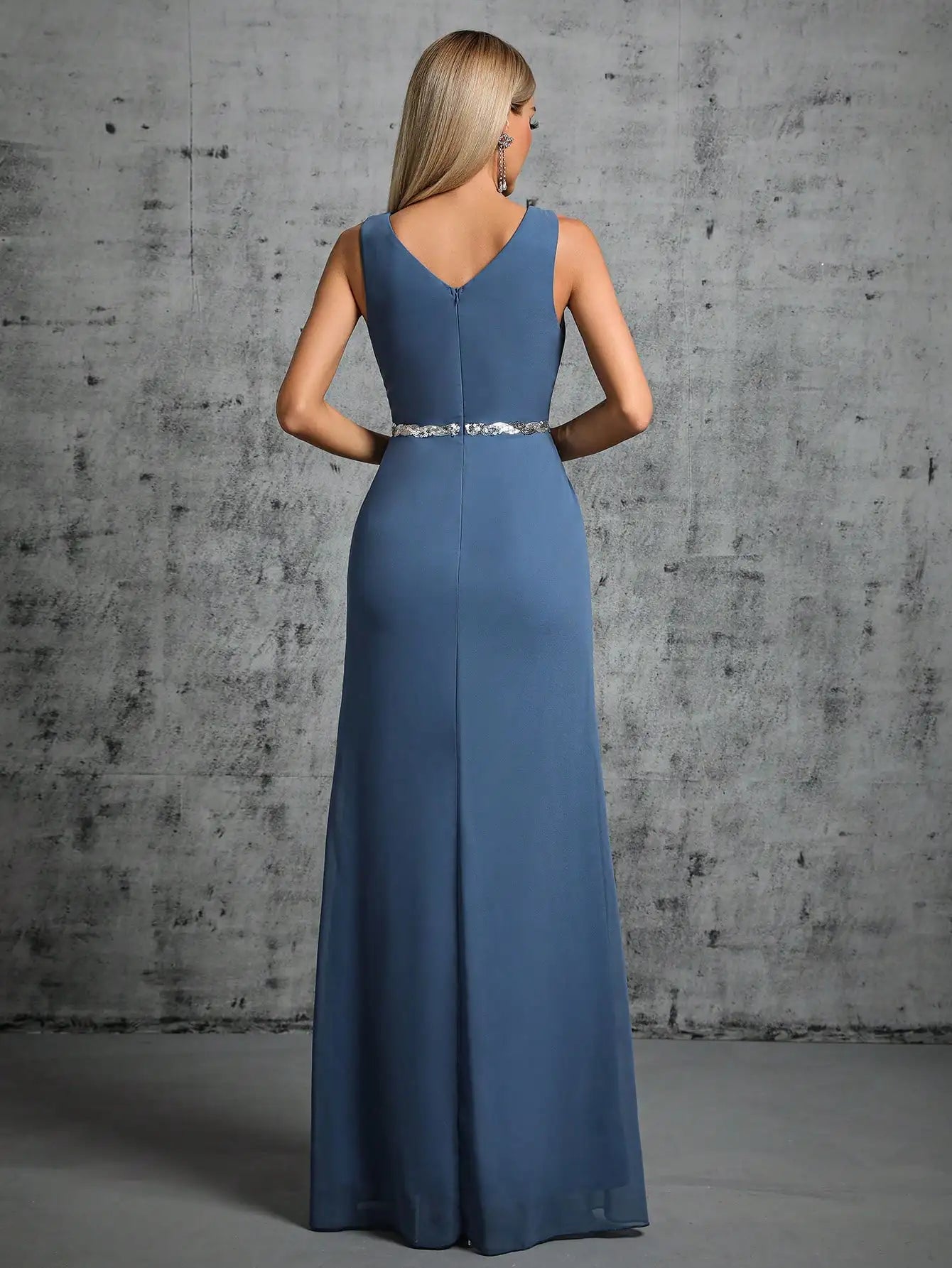 Elegant V-Neck A-Line Evening Maxi Dress for Women