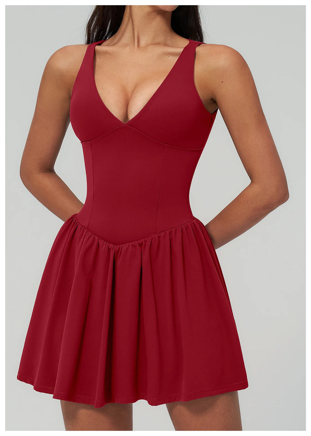 Elegant V-Neck Sleeveless Mini Dress | Luree Fashions