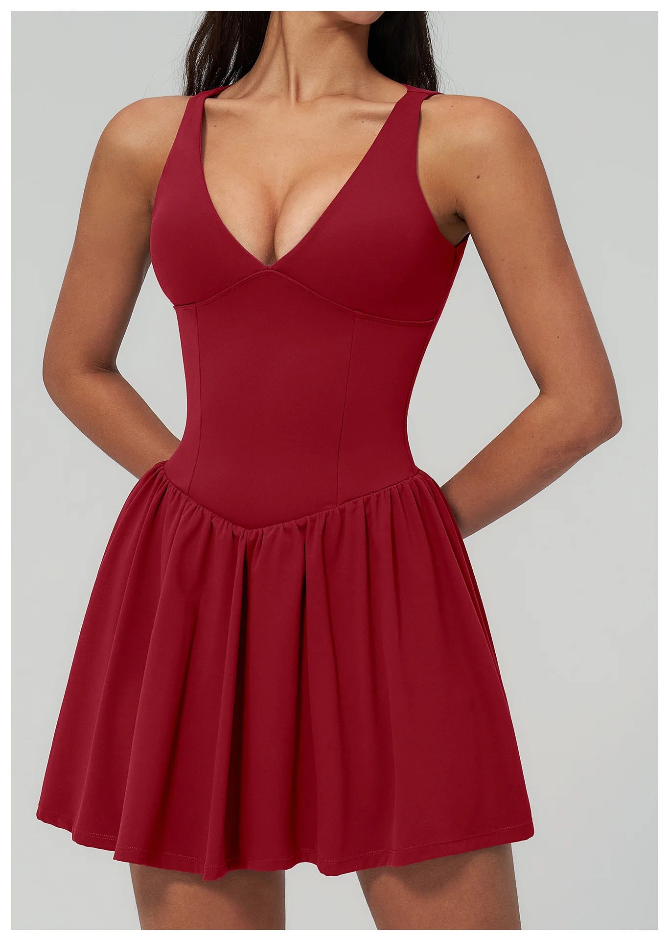 Elegant V-Neck Sleeveless Mini Dress | Luree Fashions