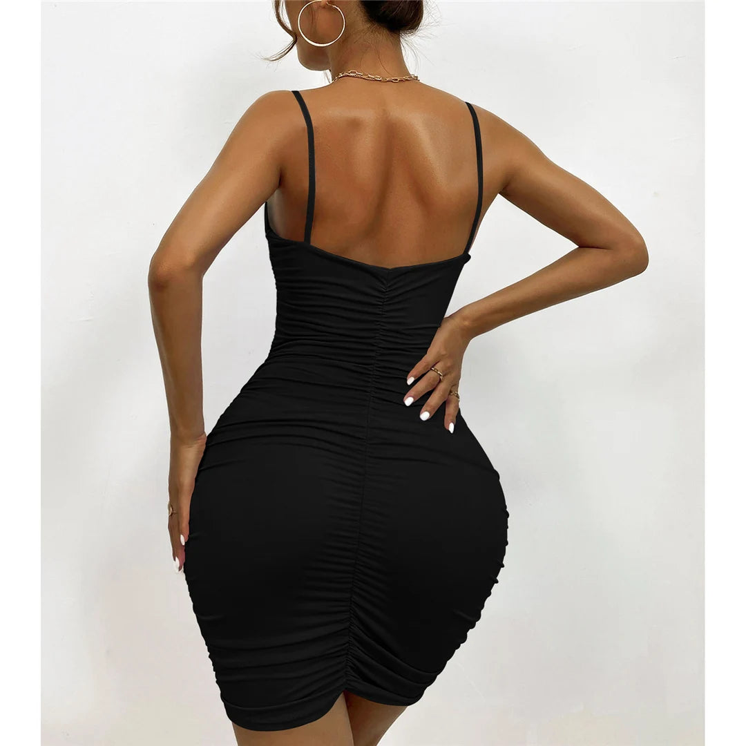 Elegant Ruched Bodycon Mini Dress for Women