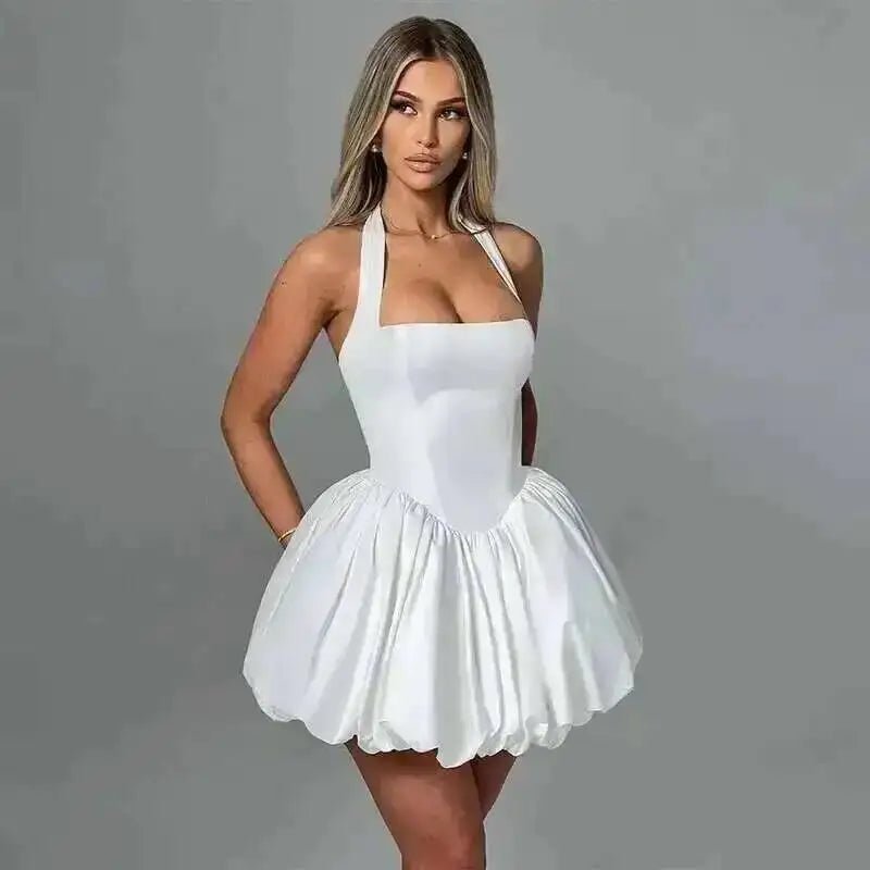 Elegant Halter Neck Backless Mini Dress