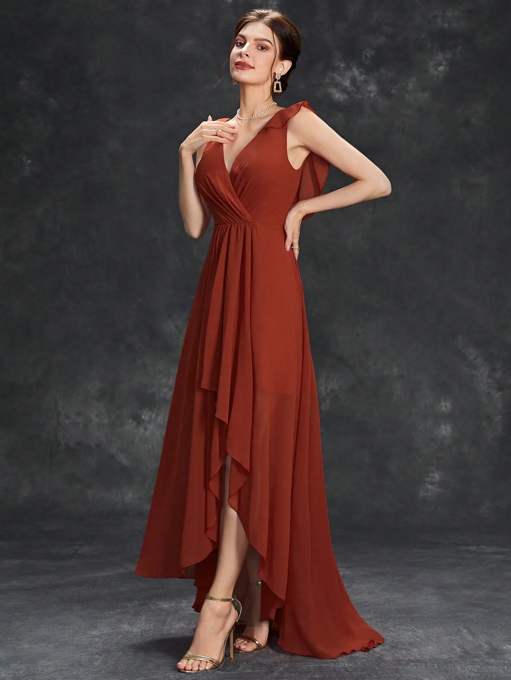 Elegant Chiffon-high-low-maxi-dress