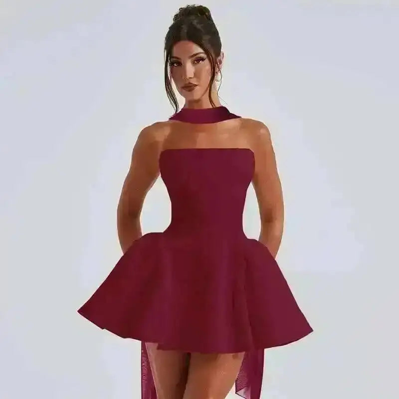 Elegant Halter Neck Backless Mini Dress