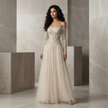 Customized Luxury Off-the-shoulder A-line Long Dresses Sparkle Evening Dress for Banquet Sequined Elegant Party Prom Dress