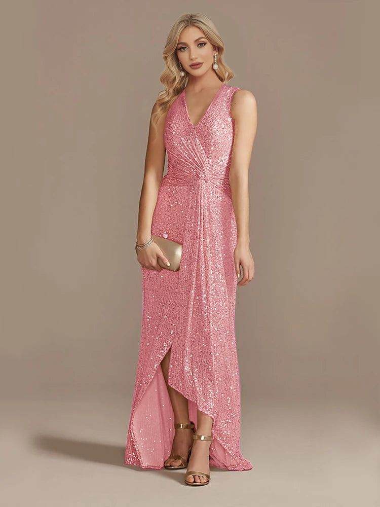 Luxury Sequin Sleeveless Evening Gown