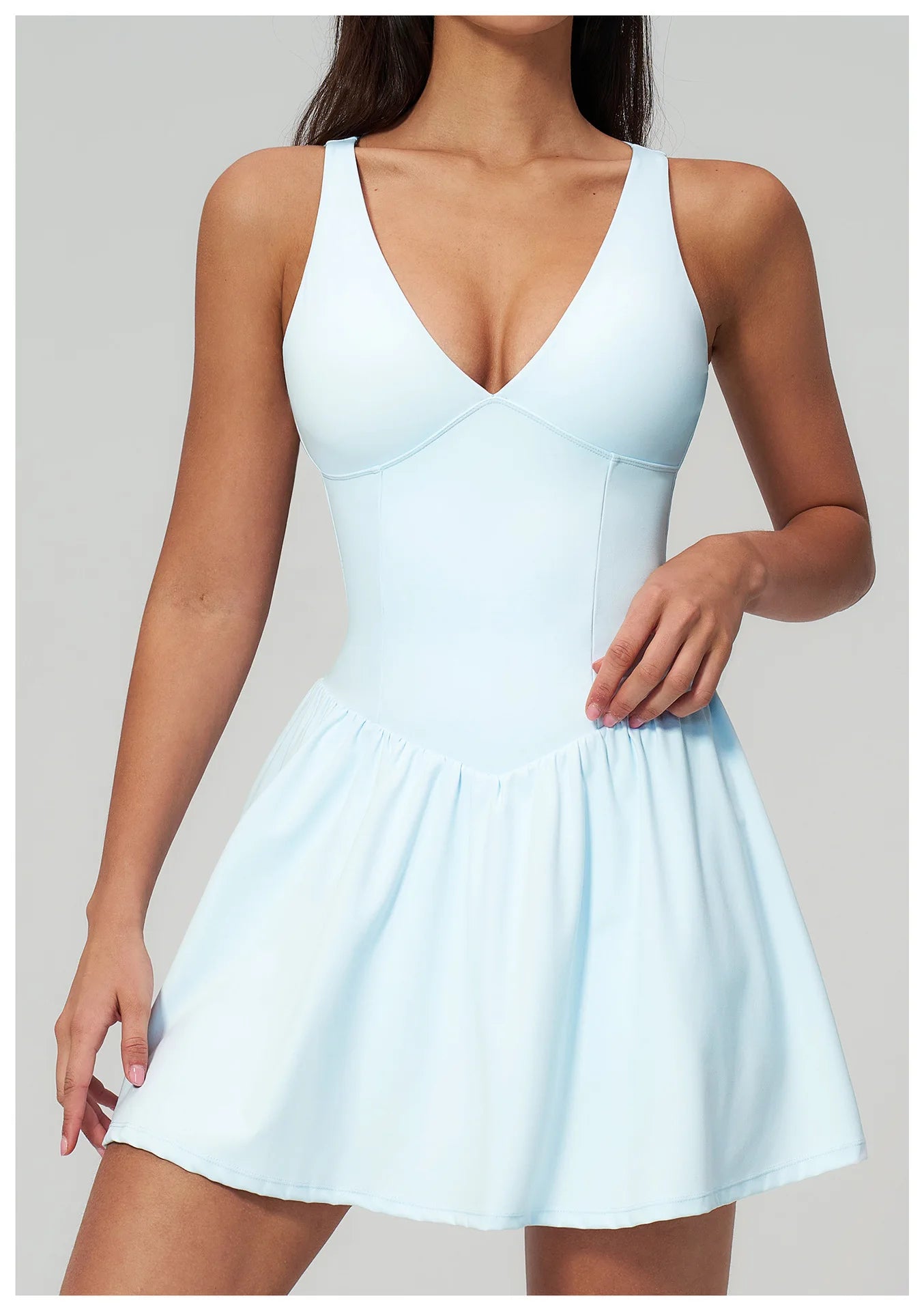 Elegant V-Neck Sleeveless Mini Dress | Luree Fashions