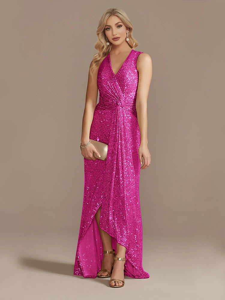 Luxury Sequin Sleeveless Evening Gown