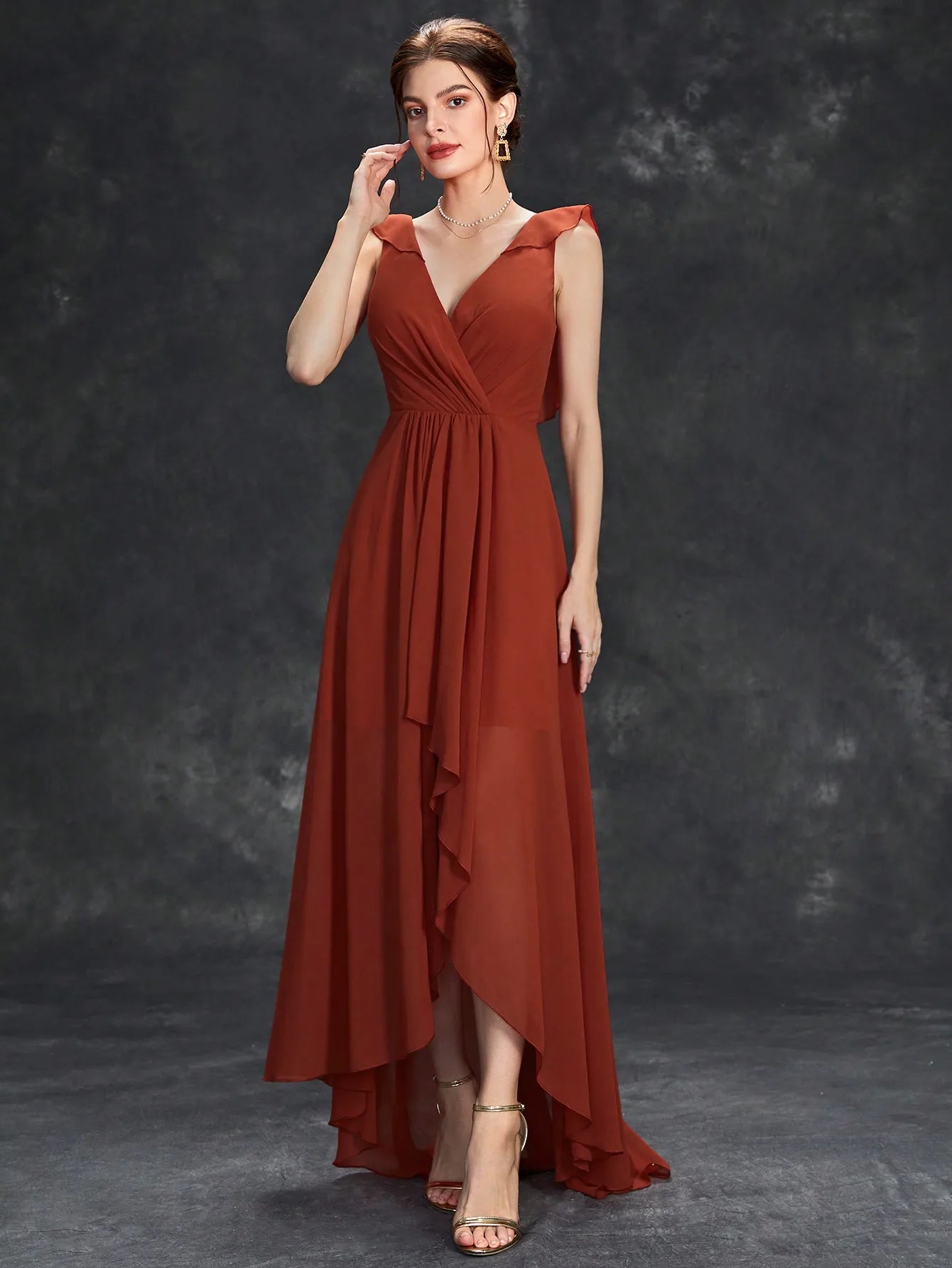 Elegant Chiffon-high-low-maxi-dress