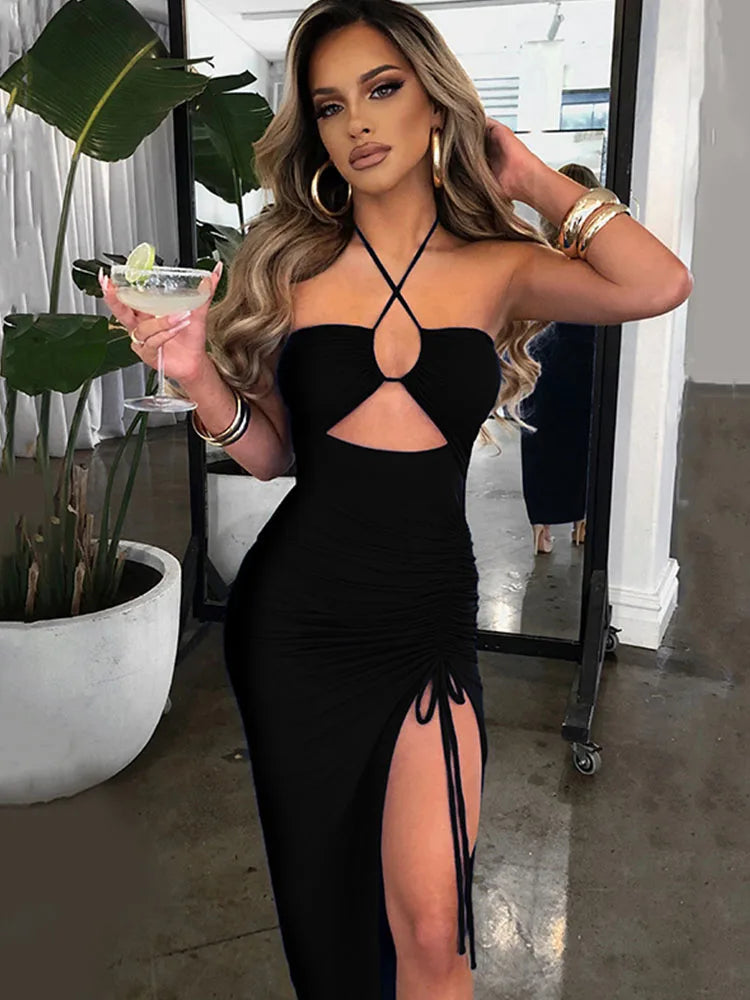 : ✨ Midnight Temptation Cut-Out Maxi Dress