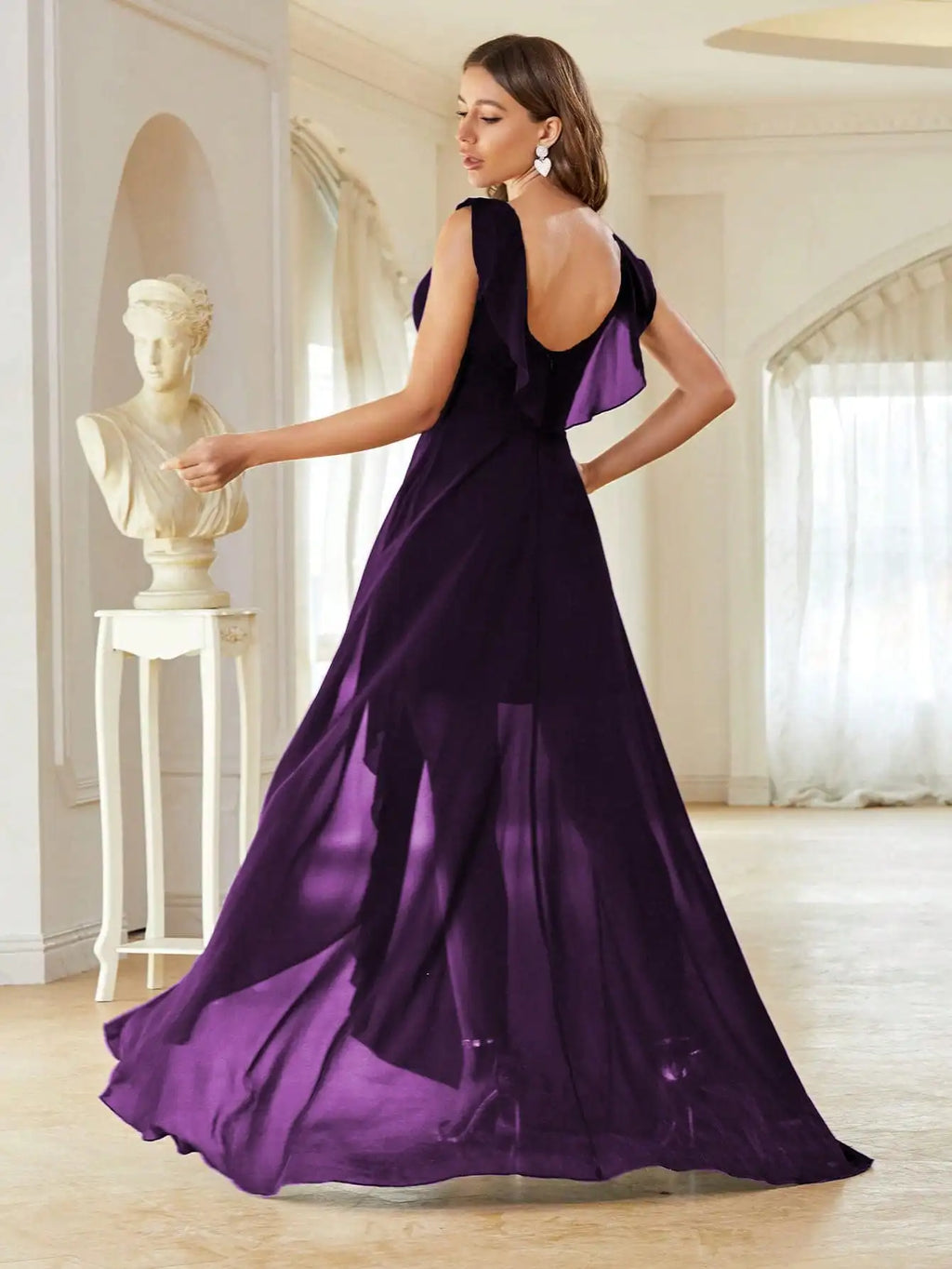 Elegant Chiffon-high-low-maxi-dress