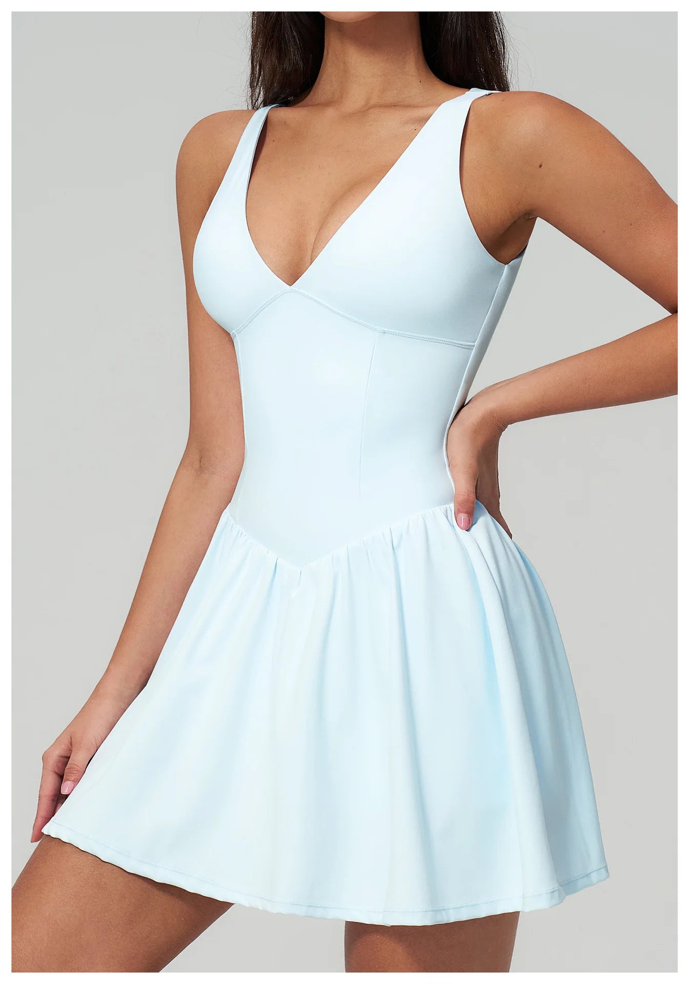 Elegant V-Neck Sleeveless Mini Dress | Luree Fashions