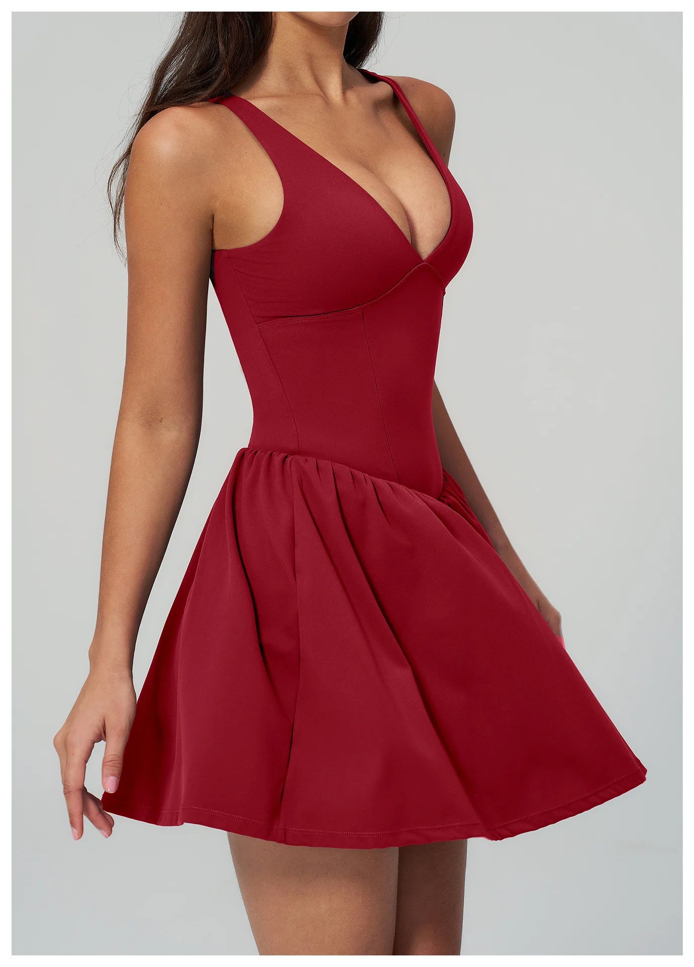 Elegant V-Neck Sleeveless Mini Dress | Luree Fashions
