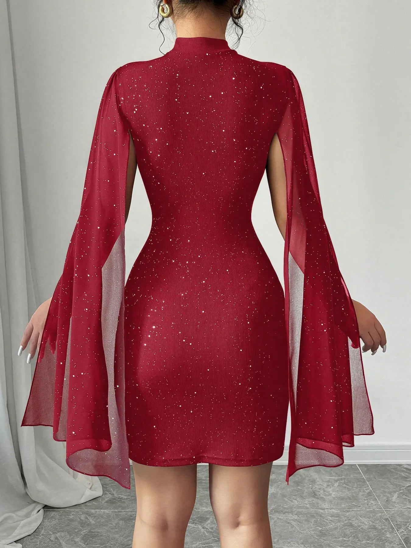 Starlight Cape Sleeve Mini Dress