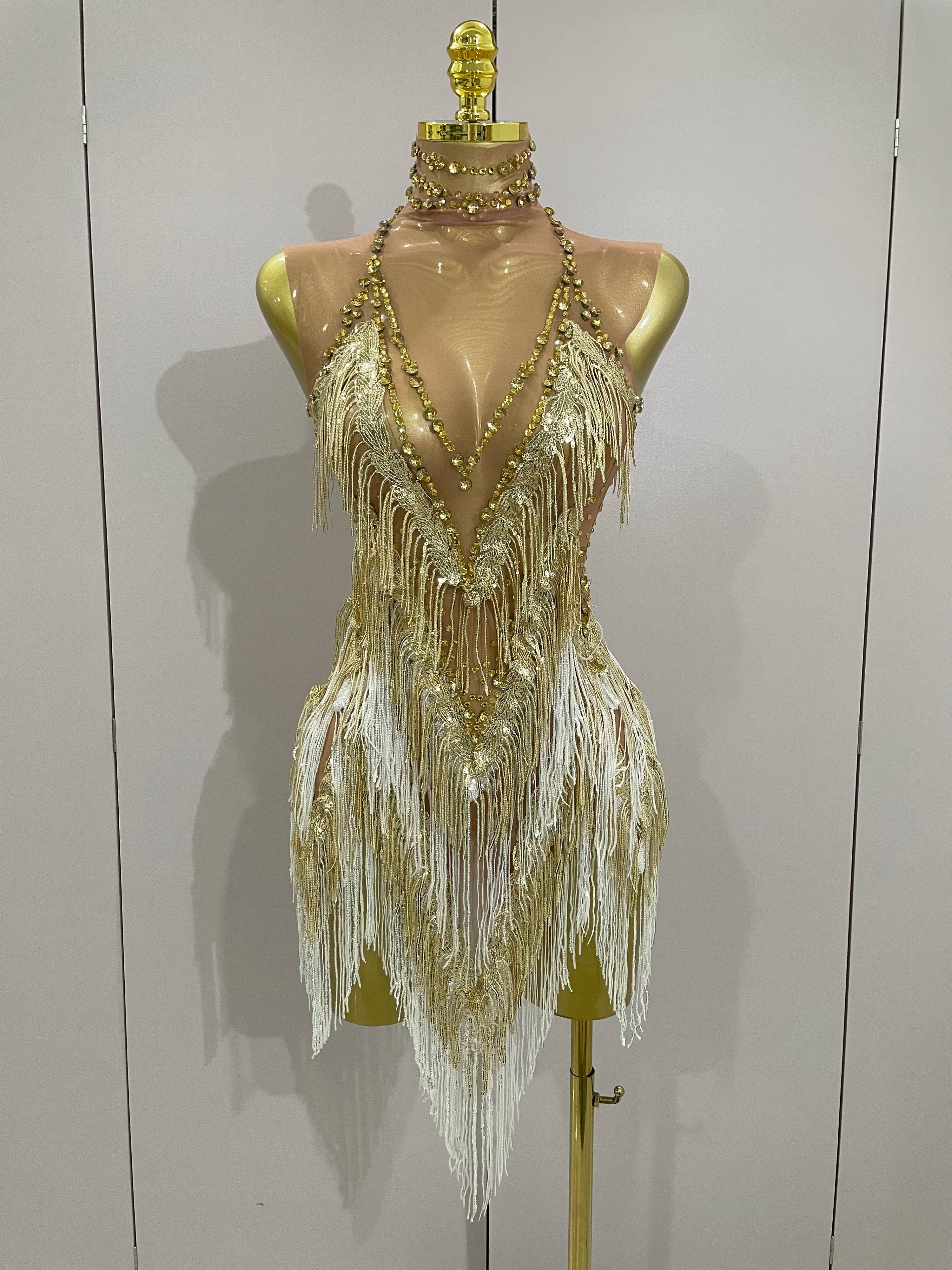 ✨ Golden Glam Fringe Mini Dress ✨