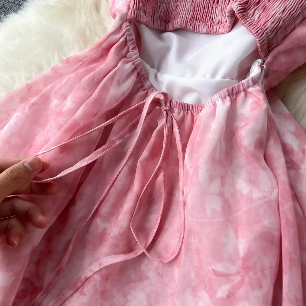 Elegant Floral Chiffon Midi Dress