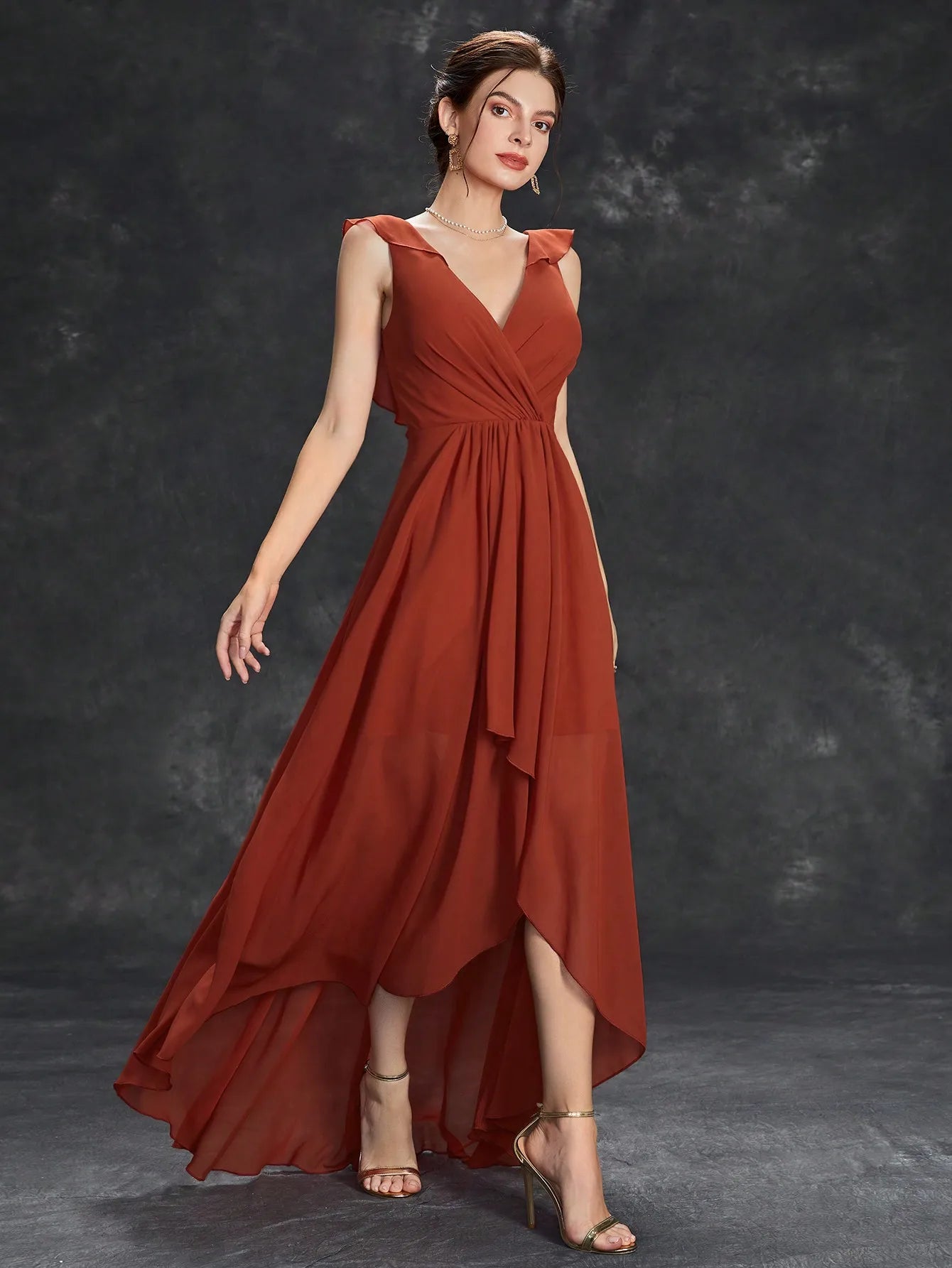 Elegant Chiffon-high-low-maxi-dress