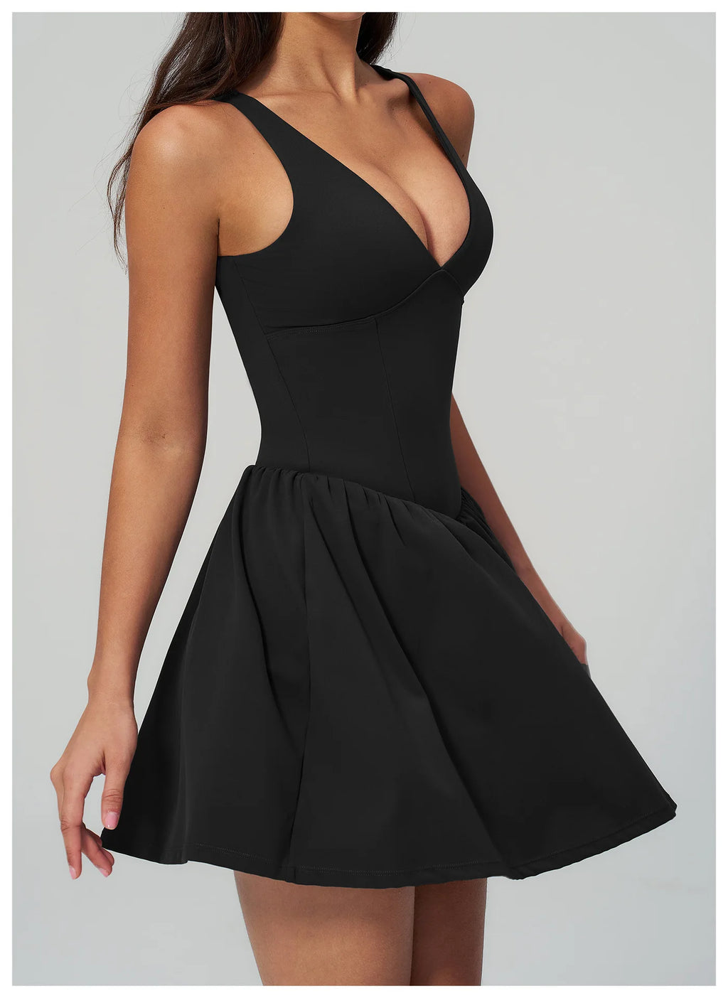 Elegant V-Neck Sleeveless Mini Dress | Luree Fashions