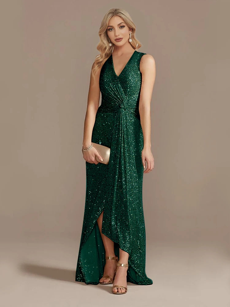 Luxury Sequin Sleeveless Evening Gown
