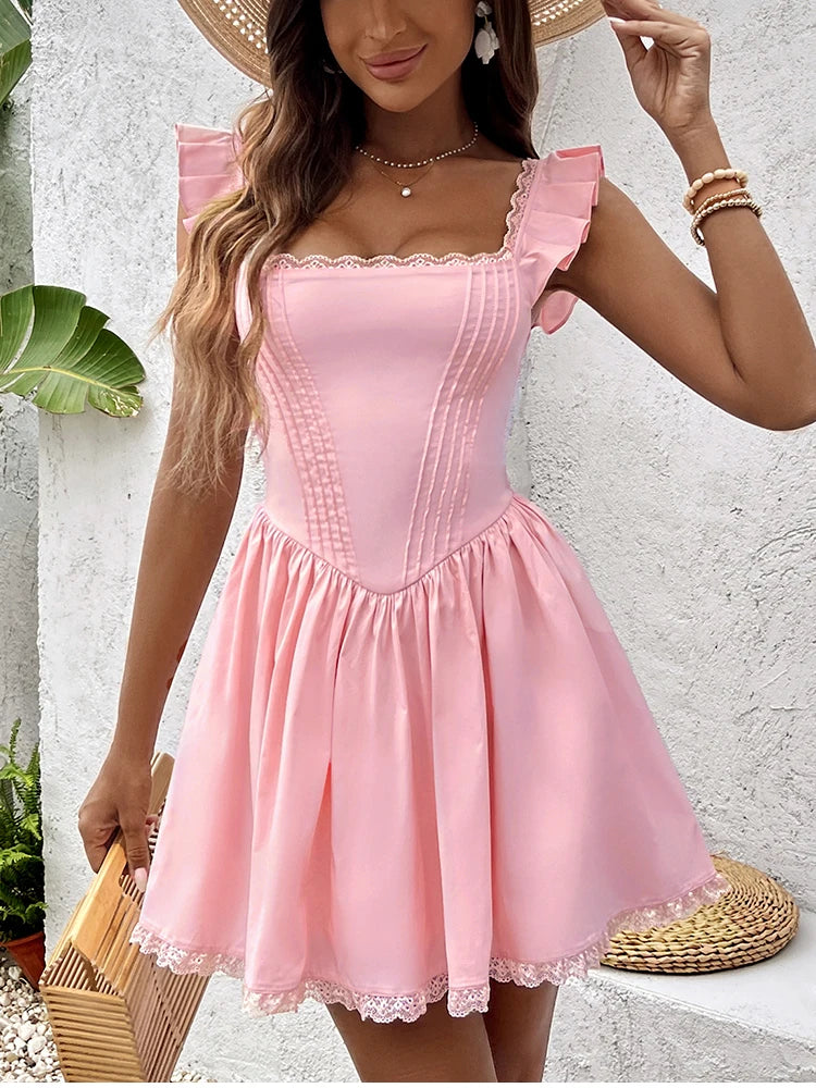 Sky Blue Ruffle Mini Dress