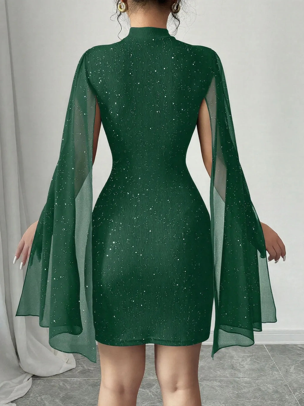 Starlight Cape Sleeve Mini Dress