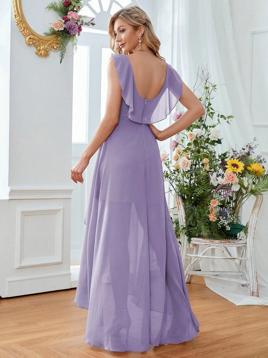 Elegant Chiffon-high-low-maxi-dress