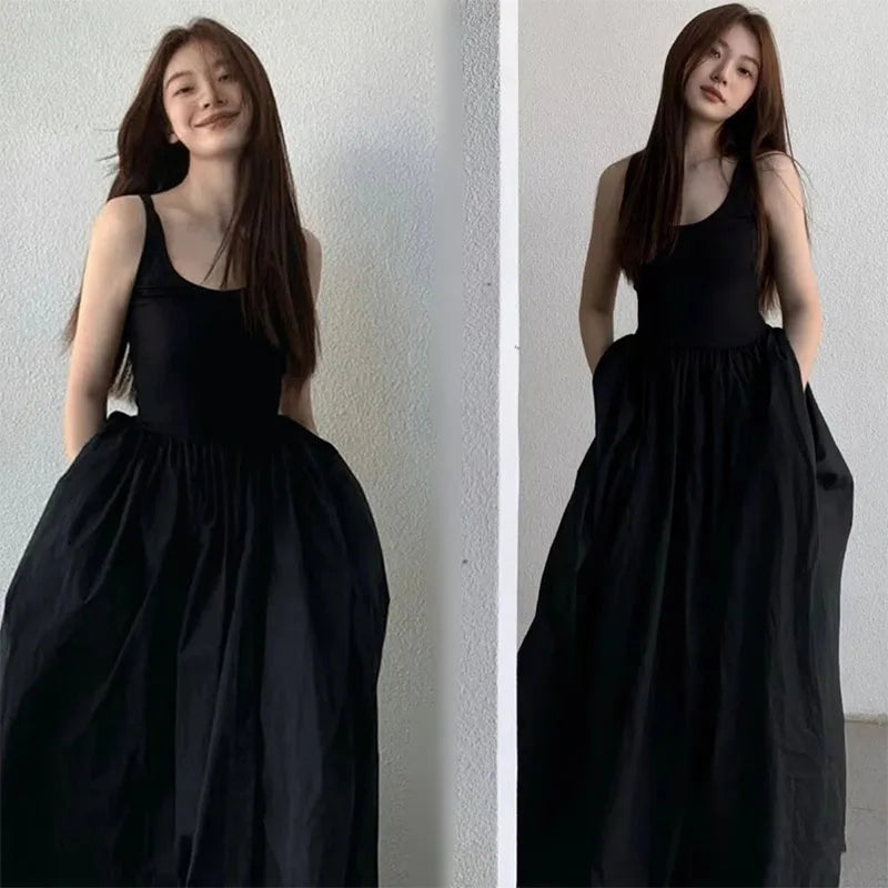 Elegant Korean Style A-Line Maxi Dress for Women