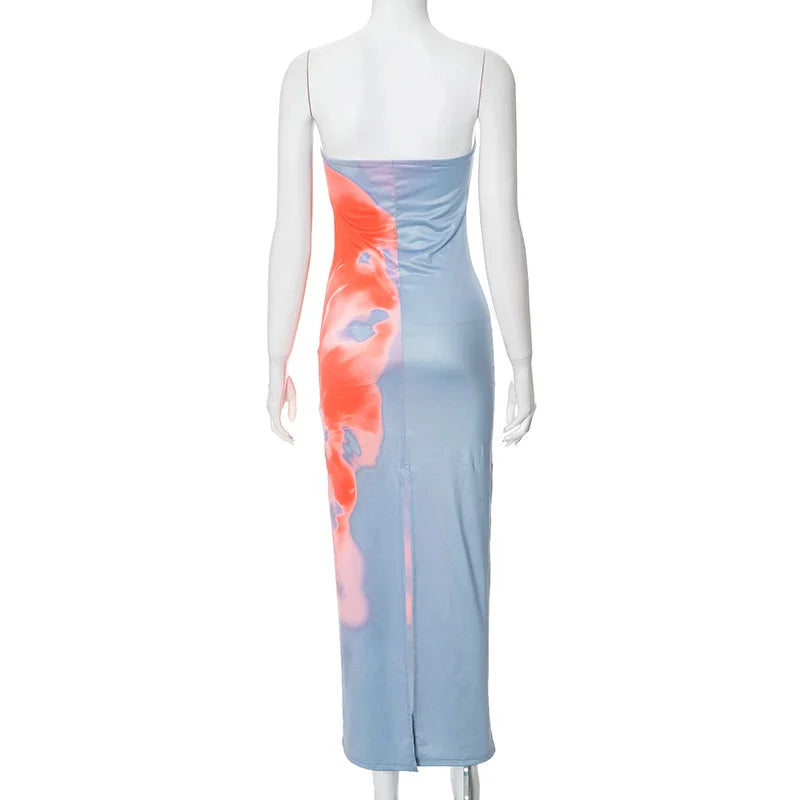 Sunset Strapless Tie-Dye Maxi Dress