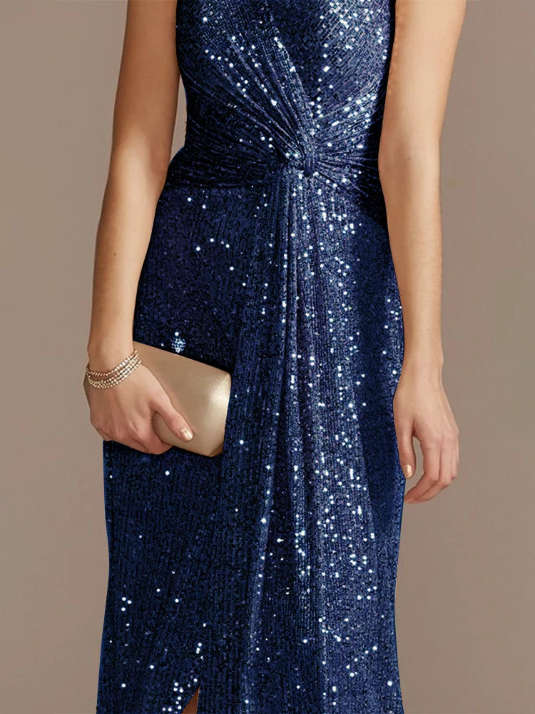 Luxury Sequin Sleeveless Evening Gown