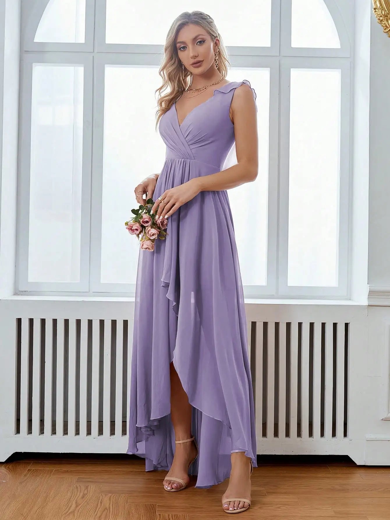 Elegant Chiffon-high-low-maxi-dress
