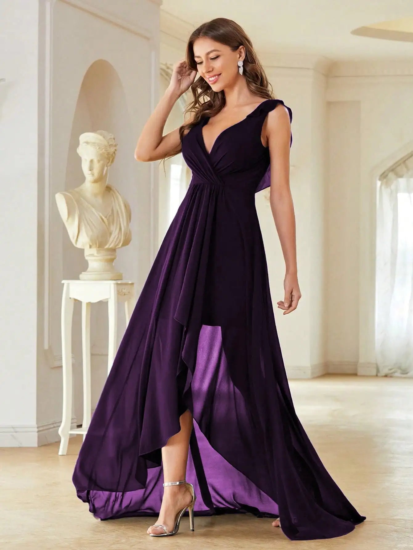 Elegant Chiffon-high-low-maxi-dress
