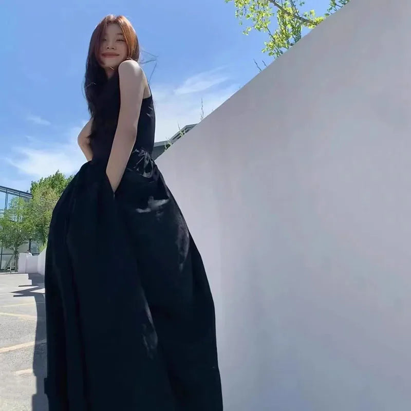 Elegant Korean Style A-Line Maxi Dress for Women