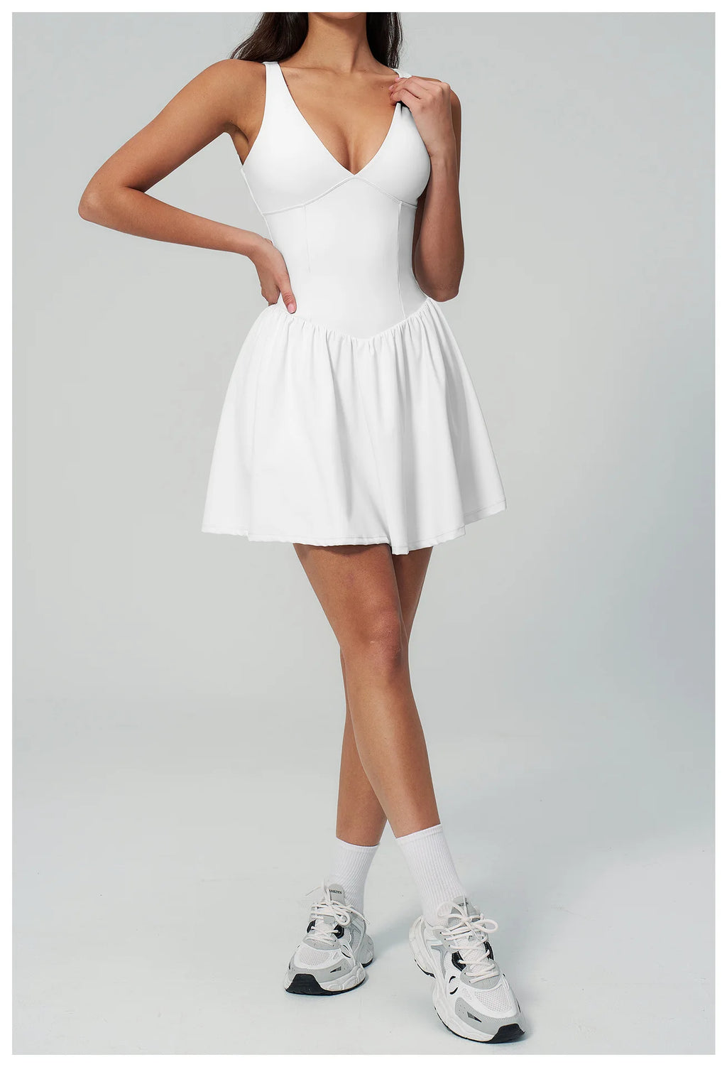 Elegant V-Neck Sleeveless Mini Dress | Luree Fashions