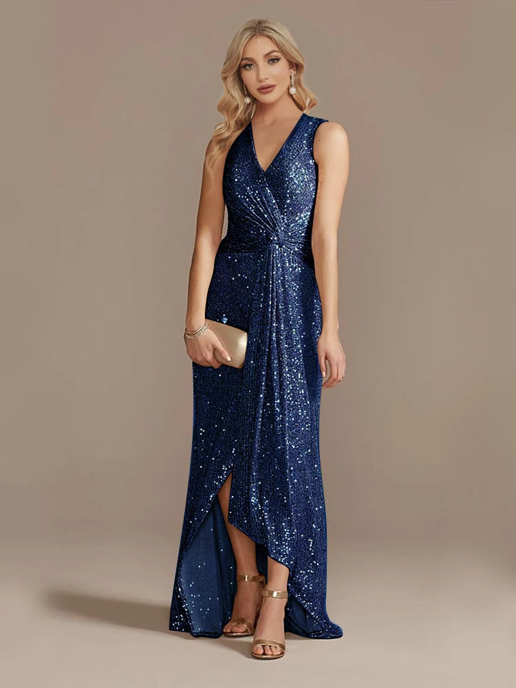 Luxury Sequin Sleeveless Evening Gown