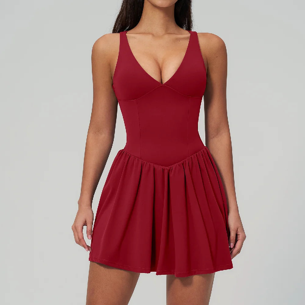 Elegant V-Neck Sleeveless Mini Dress | Luree Fashions